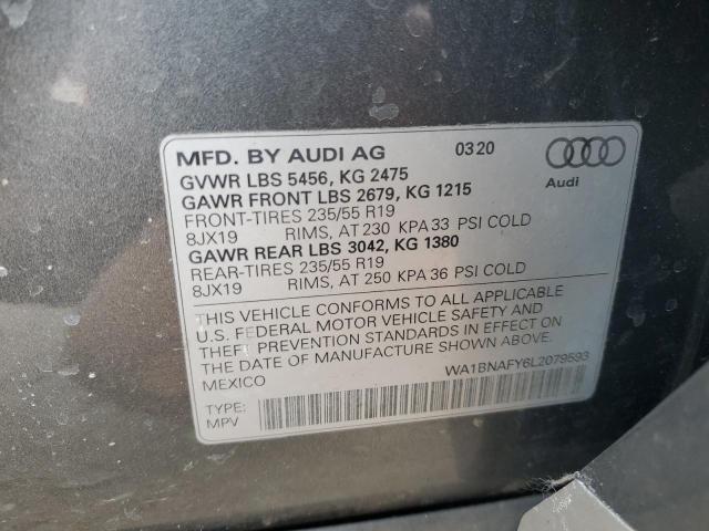 WA1BNAFY6L2079593 - 2020 AUDI Q5 PREMIUM PLUS GRAY photo 12