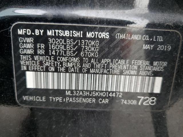 ML32A3HJ5KH014472 - 2019 MITSUBISHI MIRAGE ES BLACK photo 12