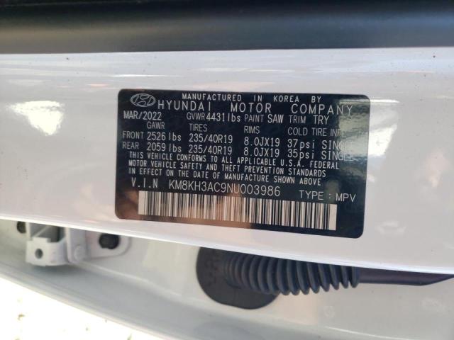 KM8KH3AC9NU003986 - 2022 HYUNDAI KONA N BASE WHITE photo 13