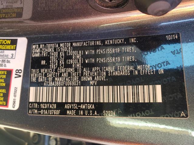 4T3BA3BBXFU069031 - 2015 TOYOTA VENZA LE CHARCOAL photo 12