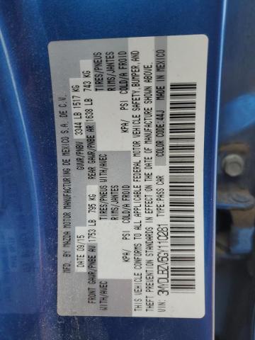 3MYDLBZV6GY110281 - 2016 TOYOTA SCION IA BLUE photo 12