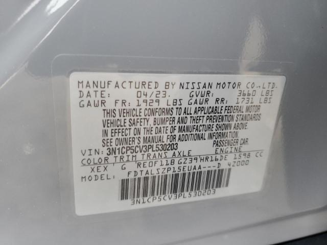 3N1CP5CV3PL530203 - 2023 NISSAN KICKS SV GRAY photo 12