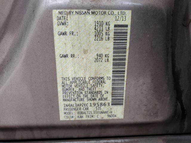 1N4AL3AP2EC195863 - 2014 NISSAN ALTIMA 2.5 BEIGE photo 12