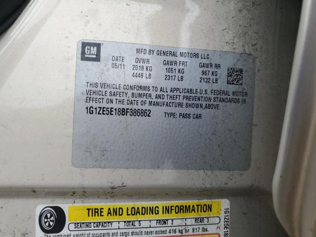 1G1ZE5E18BF386862 - 2011 CHEVROLET MALIBU LTZ ბეჟი ფოტო 12