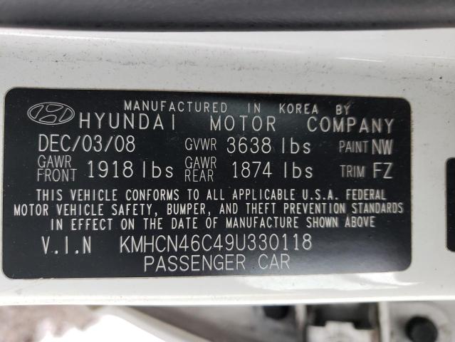 KMHCN46C49U330118 - 2009 HYUNDAI ACCENT GLS WHITE photo 12