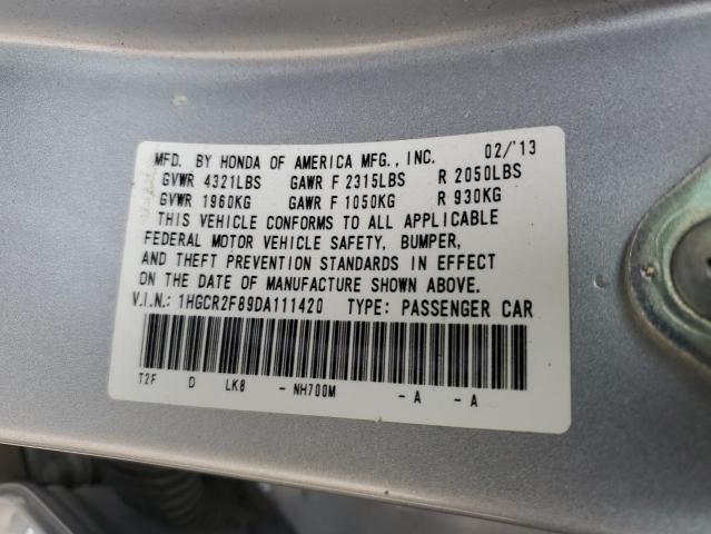 1HGCR2F89DA111420 - 2013 HONDA ACCORD EXL SILVER photo 12