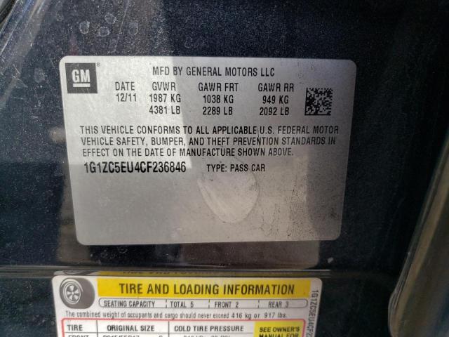 1G1ZC5EU4CF236846 - 2012 CHEVROLET MALIBU 1LT Noir photo 12