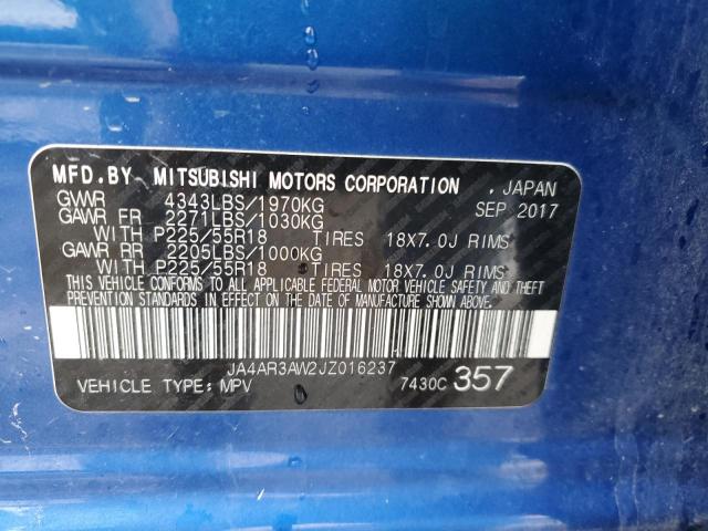 JA4AR3AW2JZ016237 - 2018 MITSUBISHI OUTLANDER ES BLUE photo 12