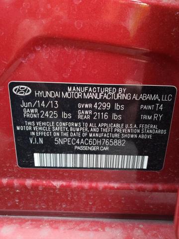 5NPEC4AC6DH765882 - 2013 HYUNDAI SONATA SE RED photo 13