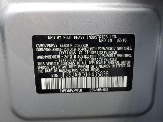 JF2SJABCXHH435836 - 2017 SUBARU FORESTER 2.5I SILVER photo 13