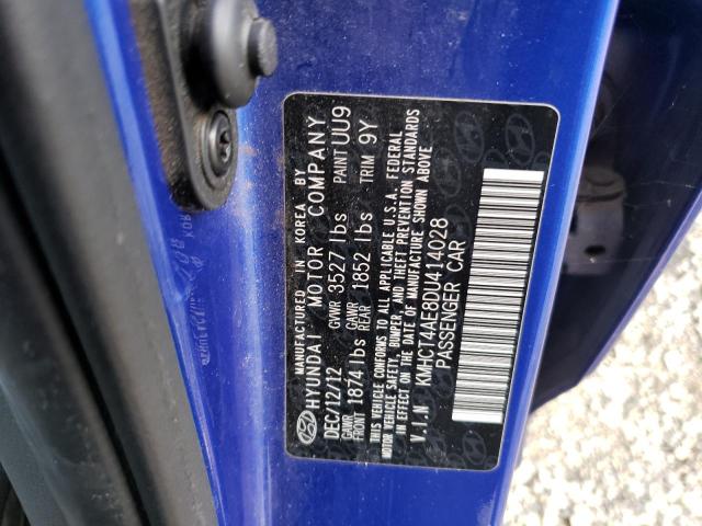 KMHCT4AE8DU414028 - 2013 HYUNDAI ACCENT GLS BLUE photo 12