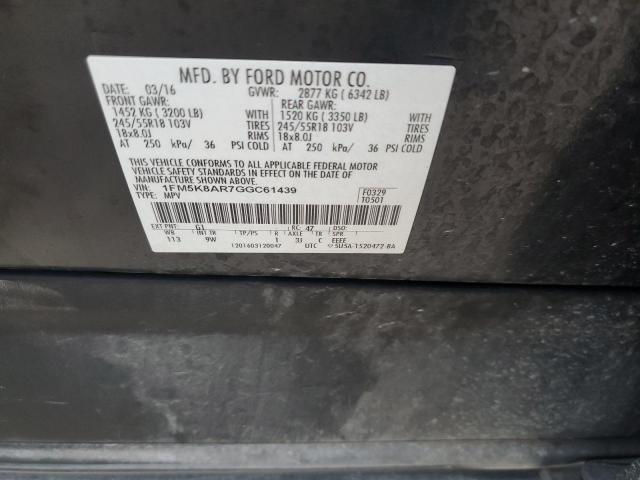 1FM5K8AR7GGC61439 - 2016 FORD EXPLORER POLICE INTERCEPTOR BLACK photo 12