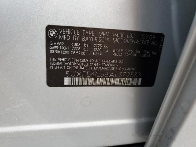 5UXFE4C58AL379533 - 2010 BMW X5 XDRIVE30I SILVER photo 13