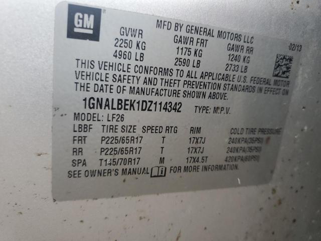 1GNALBEK1DZ114342 - 2013 CHEVROLET EQUINOX LS SILVER photo 12