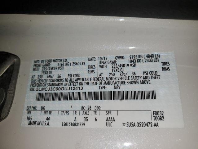 5LMCJ3C90GUJ12413 - 2016 LINCOLN MKC RESERVE Ağ foto 13