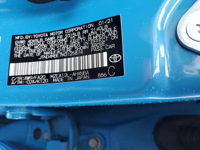 JTND4MBE7M3125874 - 2021 TOYOTA COROLLA SE BLUE photo 12