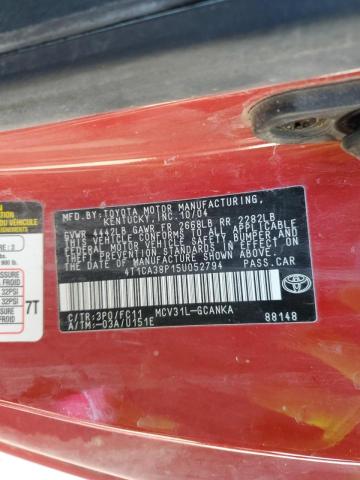 4T1CA38P15U052794 - 2005 TOYOTA CAMRY SOLA SE RED photo 13