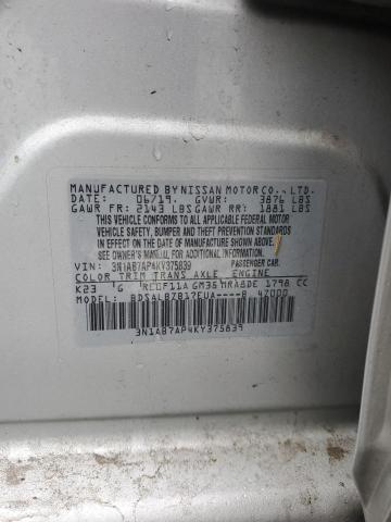 3N1AB7AP4KY375839 - 2019 NISSAN SENTRA S SILVER photo 12