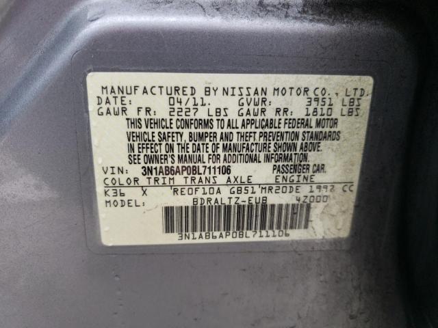 3N1AB6AP0BL711106 - 2011 NISSAN SENTRA 2.0 GRAY photo 12