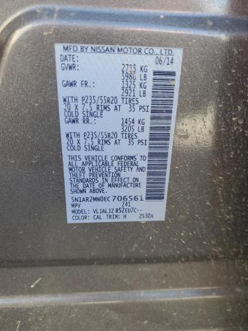 5N1AR2MN0EC706561 - 2014 NISSAN PATHFINDER S GRAY photo 12