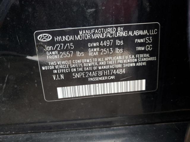 5NPE24AF8FH174484 - 2015 HYUNDAI SONATA SE BLACK photo 12