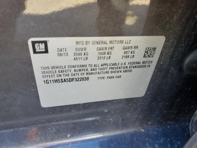 1G11H5SA5DF322838 - 2013 CHEVROLET MALIBU LTZ ნაცრისფერი ფოტო 12