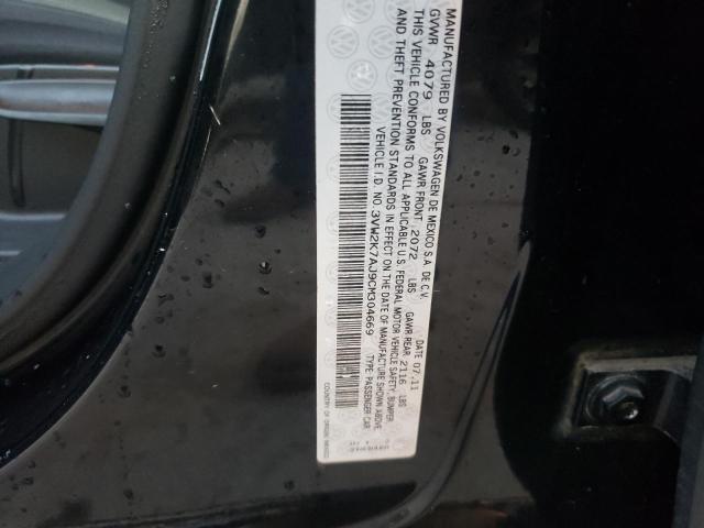 3VW2K7AJ9CM304669 - 2012 VOLKSWAGEN JETTA BASE BLACK photo 12