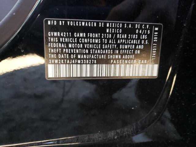 3VW2K7AJ4FM338278 - 2015 VOLKSWAGEN JETTA BASE Սև լուսանկար 12