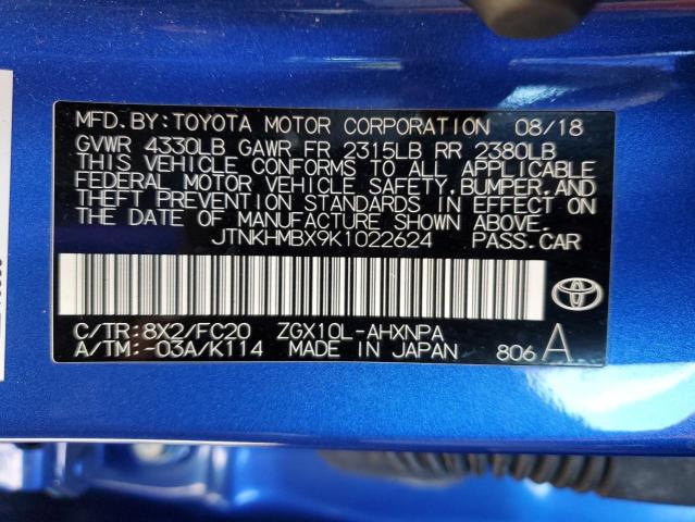 JTNKHMBX9K1022624 - 2019 TOYOTA C-HR XLE BLUE photo 13