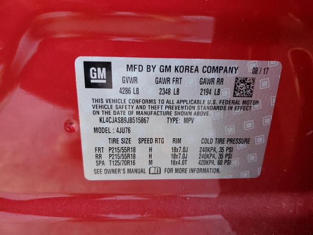 KL4CJASB9JB515867 - 2018 BUICK ENCORE PREFERRED RED photo 13