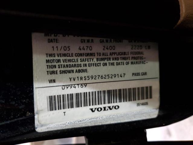 YV1RS592762529147 - 2006 VOLVO S60 2.5T BLUE photo 12