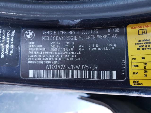 WBXPC93419WJ25739 - 2009 BMW X3 XDRIVE30I BLUE photo 13