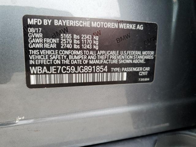 WBAJE7C59JG891854 - 2018 BMW 540 XI GRAY photo 12