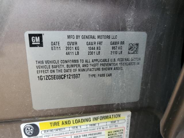 1G1ZC5E08CF121597 - 2012 CHEVROLET MALIBU 1LT თაფლისფერი ფოტო 12