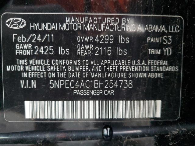 5NPEC4AC1BH254738 - 2011 HYUNDAI SONATA SE BLACK photo 12