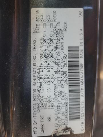 5TFUU4EN8BX001277 - 2011 TOYOTA TACOMA ACCESS CAB 石墨色 照片 12