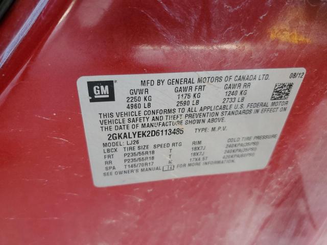 2GKALYEK2D6113485 - 2013 GMC TERRAIN DENALI RED photo 13