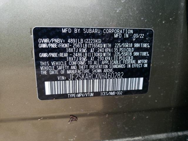 JF2SKARCXNH460282 - 2022 SUBARU FORESTER TOURING 绿色 照片 12