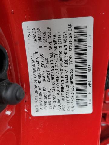 2HGFC1E59HH705755 - 2017 HONDA CIVIC SI RED photo 12