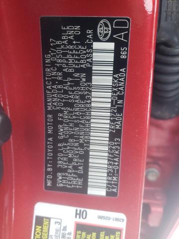 2T1BURHE8HC843723 - 2017 TOYOTA COROLLA L RED photo 13