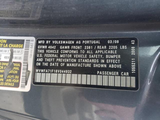 WVWFA71F18V044932 - 2008 VOLKSWAGEN EOS LUX 石墨色 照片 12