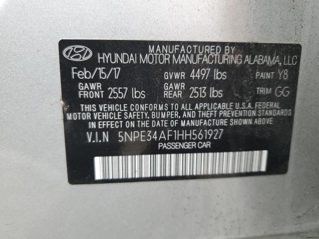 5NPE34AF1HH561927 - 2017 HYUNDAI SONATA SPORT SILVER photo 12