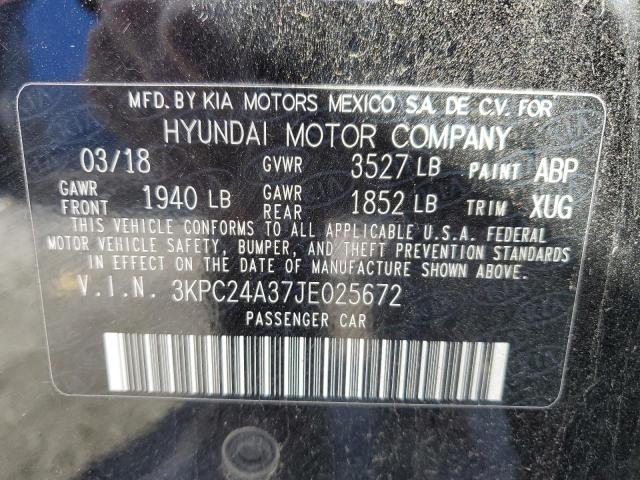 3KPC24A37JE025672 - 2018 HYUNDAI ACCENT SE BLACK photo 12