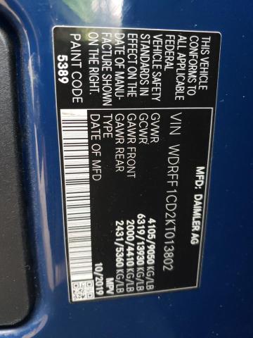 WDRFF1CD2KT013802 - 2019 MERCEDES-BENZ SPRINTER 2500/3500 BLUE photo 14