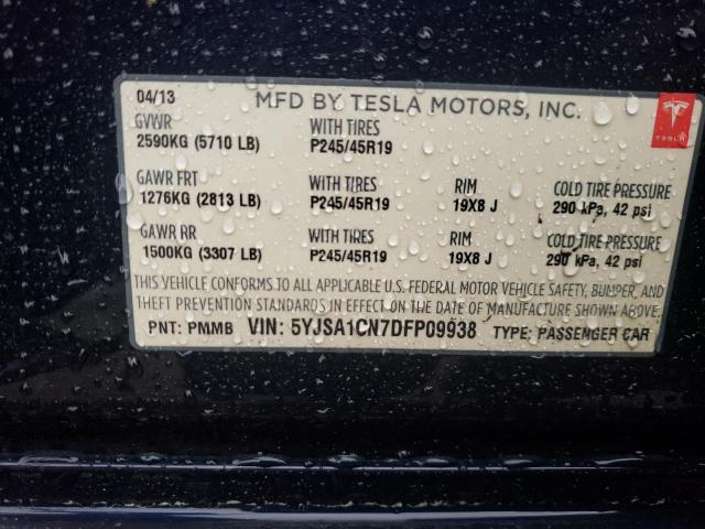 5YJSA1CN7DFP09938 - 2013 TESLA MODEL S Սև լուսանկար 12