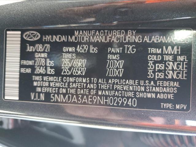 5NMJA3AE9NH029940 - 2022 HYUNDAI TUCSON SE CHARCOAL photo 14