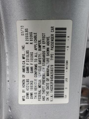 1HGCR2F84DA258079 - 2013 HONDA ACCORD EXL SILVER photo 12