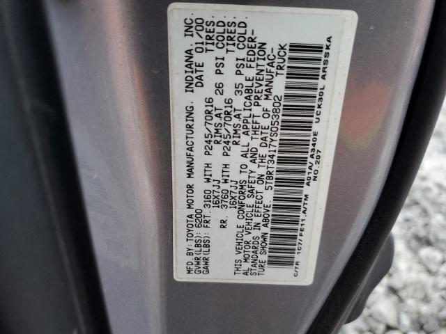 5TBRT3417YS053802 - 2000 TOYOTA TUNDRA ACCESS CAB ნაცრისფერი ფოტო 12