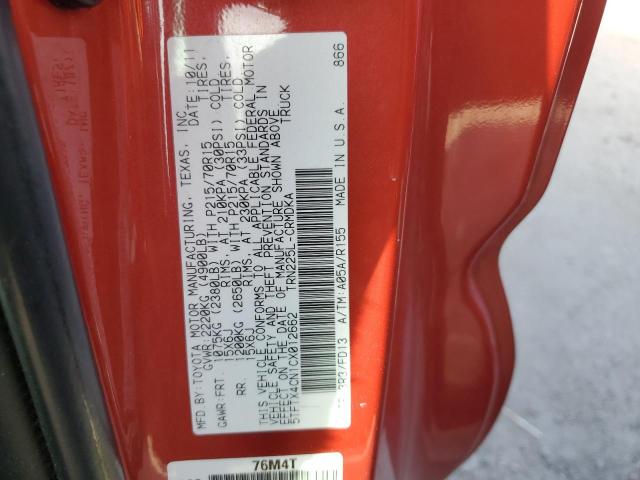 5TFTX4CN1CX012662 - 2012 TOYOTA TACOMA ACCESS CAB RED photo 12