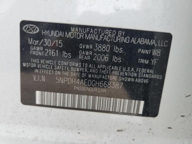 5NPDH4AE0GH668387 - 2016 HYUNDAI ELANTRA SE WHITE photo 13